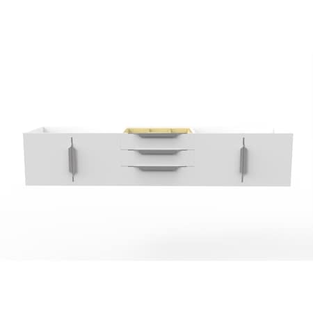 Castello Usa Alpine 72" Wall Mounted White Vanity Base with Brushed Nickel Handles CB-MC-72W-BN-VBO